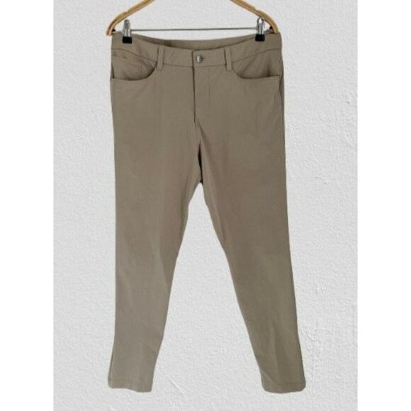 Lululemon ABC Stretch Beige Slim Fit Pants Size 34 With Pockets Casual Wear - Picture 1 of 9